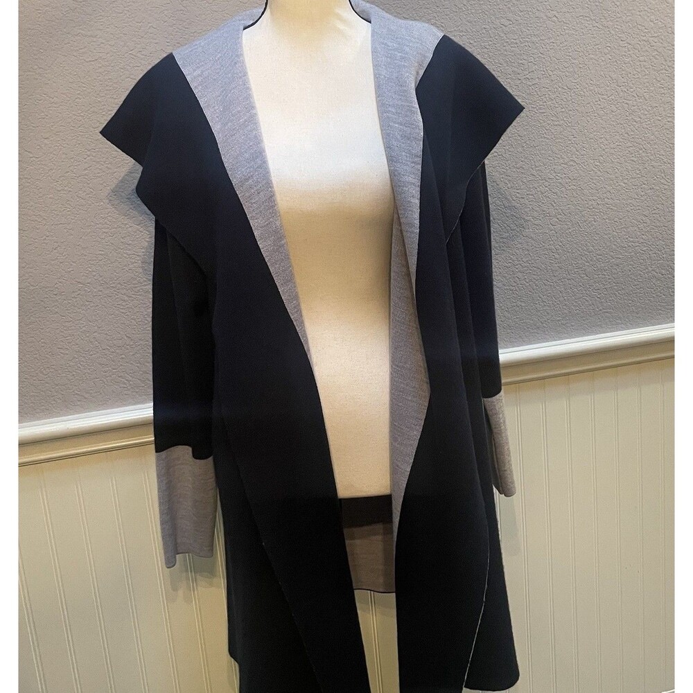 Oriana Made in Italy Colorblock Open Cardigan Duster Sweater Coat Quiet Luxury